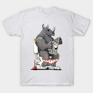 Rhino on the Toilet T-Shirt